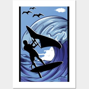 wingsurf artwork -  wingfoil lovers - wingsurfer Posters and Art